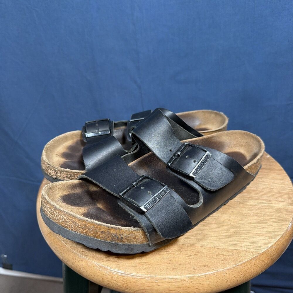Birkenstock Arizona Sandal Women 39 US 8 Black Leather Buckle Boho Comfort